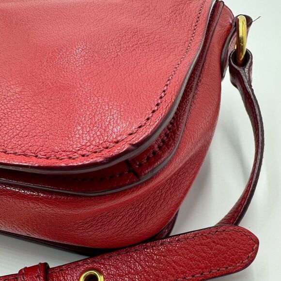 Auth Miu Miu Top Handle Red Leather 2way Crossbody Madras Handbag Preloved Purse - Picture 10 of 16